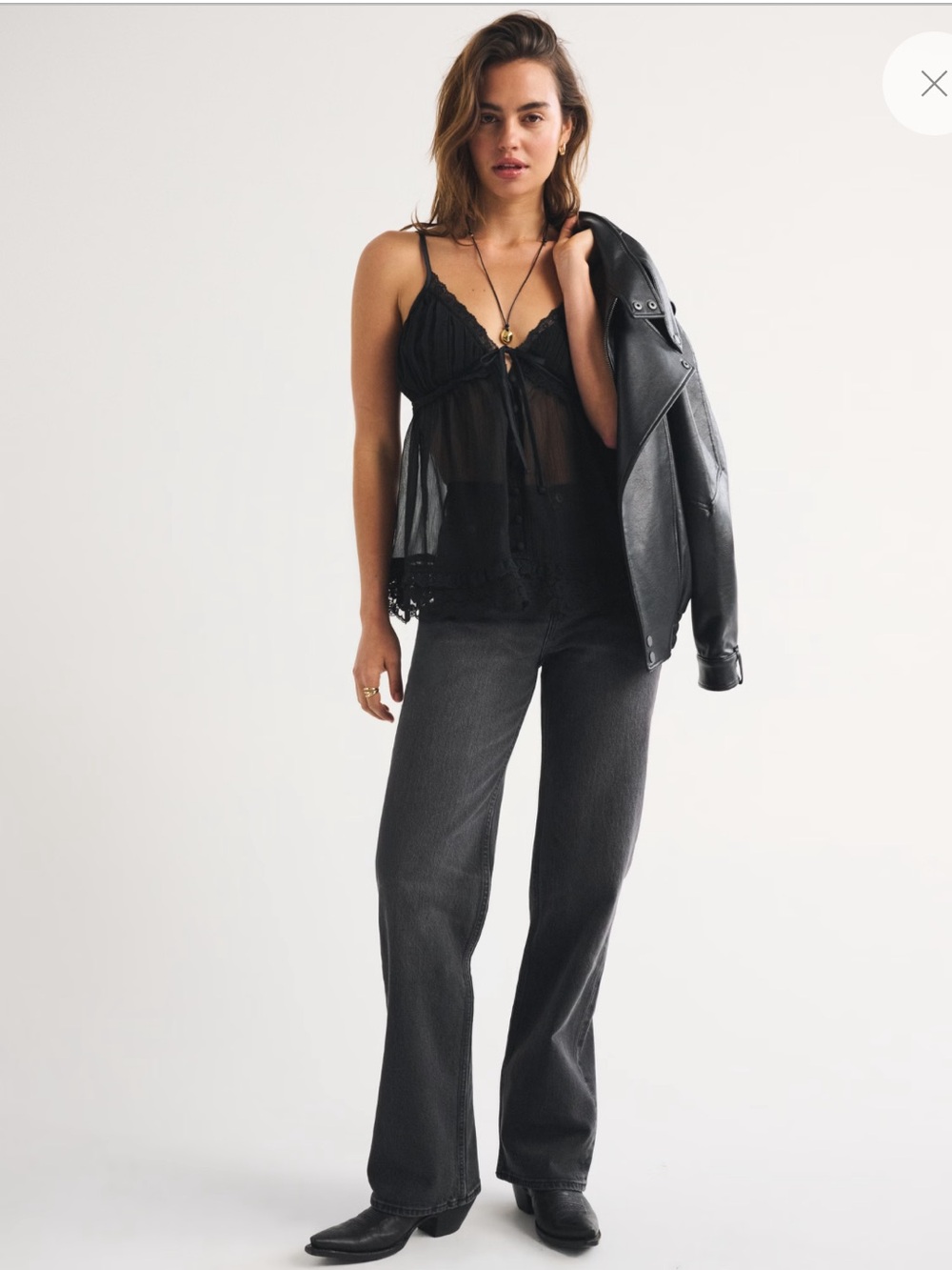 Abercrombie & Fitch 90’s relaxed Black High-Rise Wide-Leg Jeans size 29